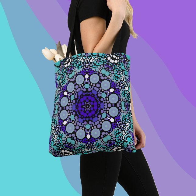 Bolso De Tela Dot Mandala Flor Azul morado y blanco (Subido por el creador)