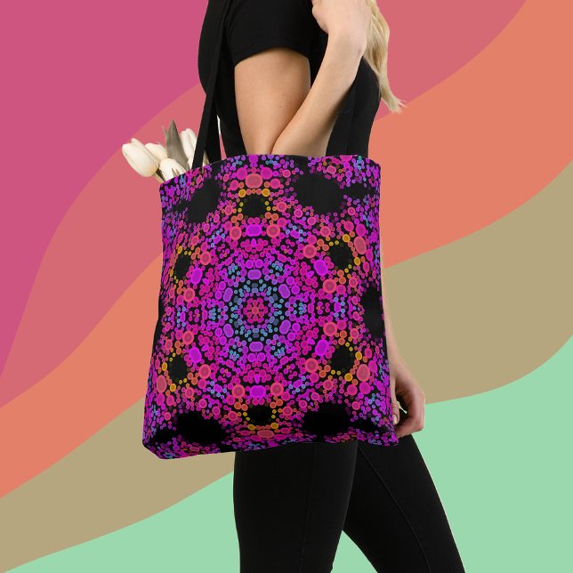Bolso De Tela Dot Mandala Flor Azul rosa y Naranja (Subido por el creador)