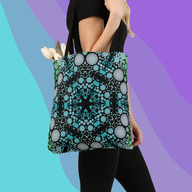Bolso De Tela Dot Mandala Flor Azul Verde y gris (Subido por el creador)