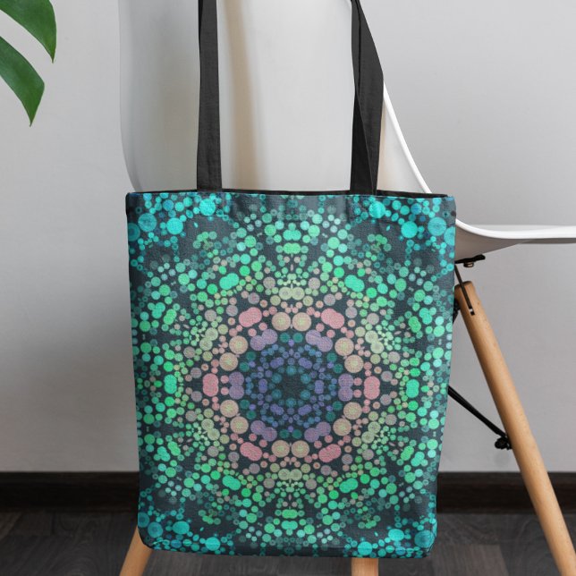 Bolso De Tela Dot Mandala Flor Azul Verde y rosa (Subido por el creador)