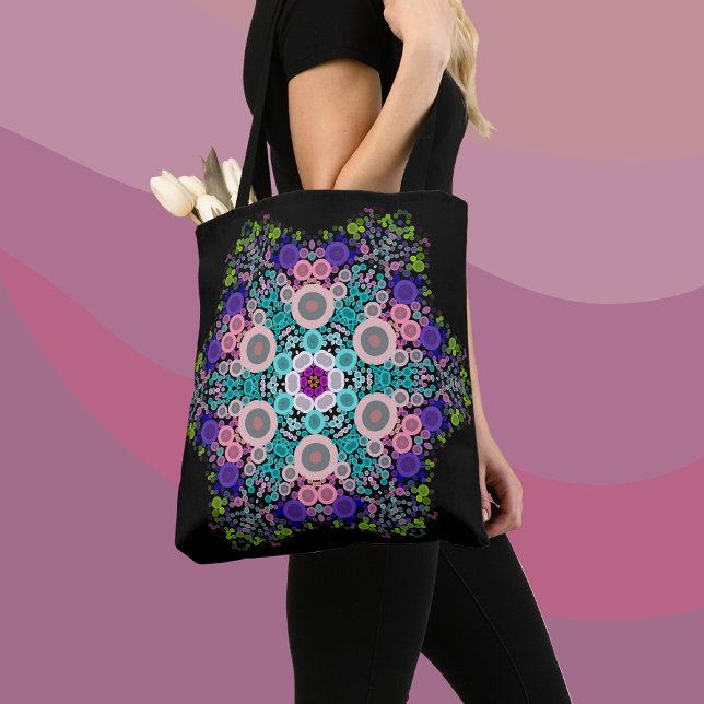 Bolso De Tela Dot Mandala Flor Azul Verde y rosa (Subido por el creador)