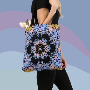 Bolso De Tela Dot Mandala Flor azul y amarillo
