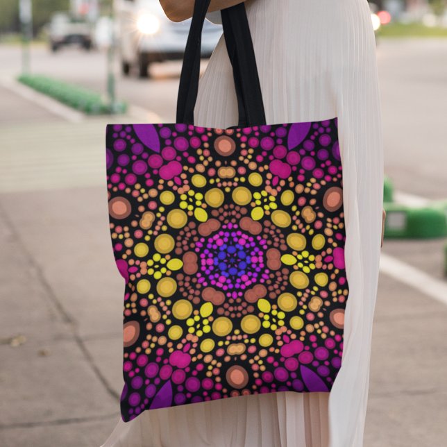 Bolso De Tela Dot Mandala Flor morado y amarillo (Subido por el creador)
