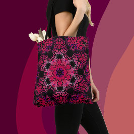 Bolso De Tela Dot Mandala Flor rosa y morado