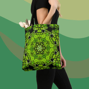 Bolso De Tela Dot Mandala Flor Verde