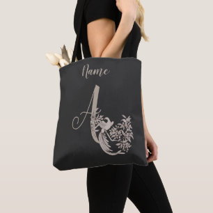 Bolso De Tela Dove Elegante Monograma Inicial A Personalizado