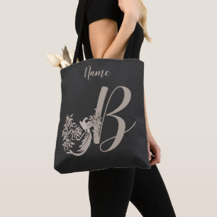 Bolso De Tela Dove Elegante Monograma Inicial B Personalizado