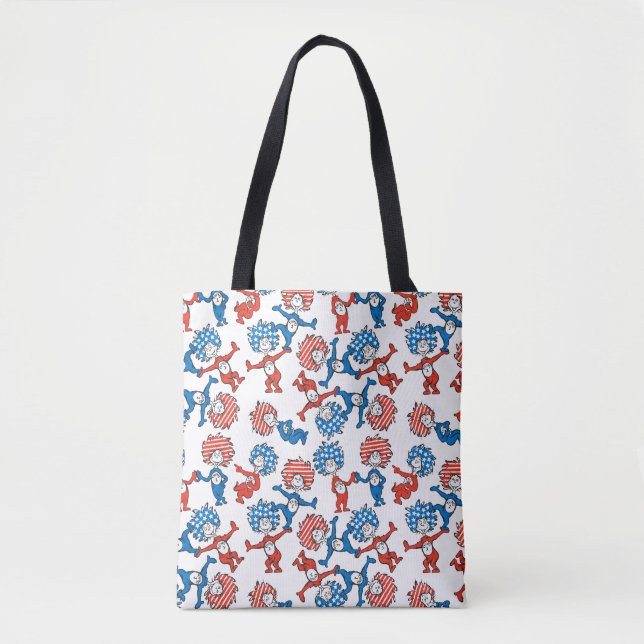 Bolso De Tela Dr. Seuss | Cosa Una Cosa Dos Patrón De Bandera De (Anverso)