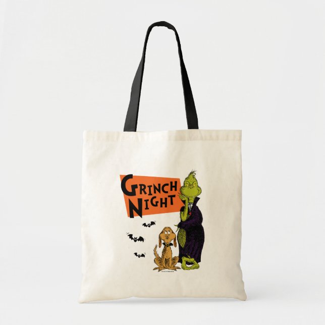 Bolso De Tela Dr. Seuss | Gráfica nocturna de Hallowen Grinch (Frente)