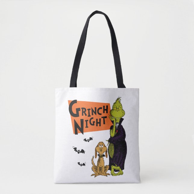 Bolso De Tela Dr. Seuss | Gráfica nocturna de Hallowen Grinch (Anverso)