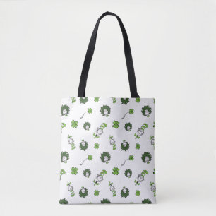 Bolso De Tela Dr. Seuss   Patrón de trébol del gato en el sombre