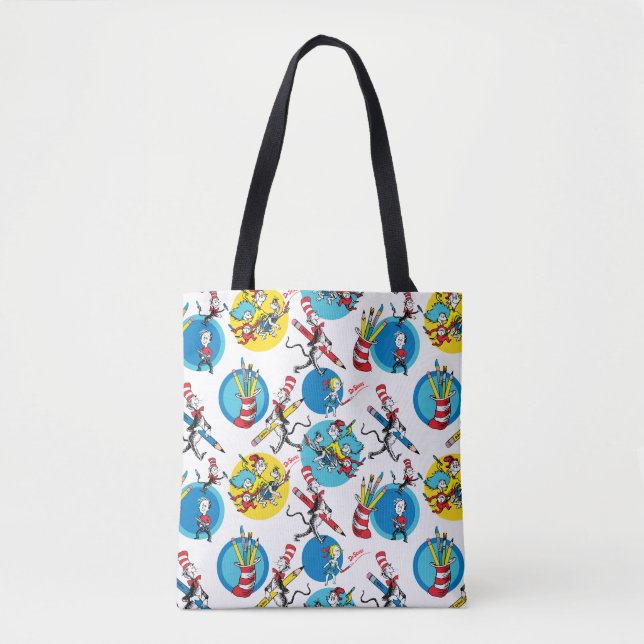 Bolso De Tela Dr. Seuss | Personajes con patrón de lápices (Anverso)