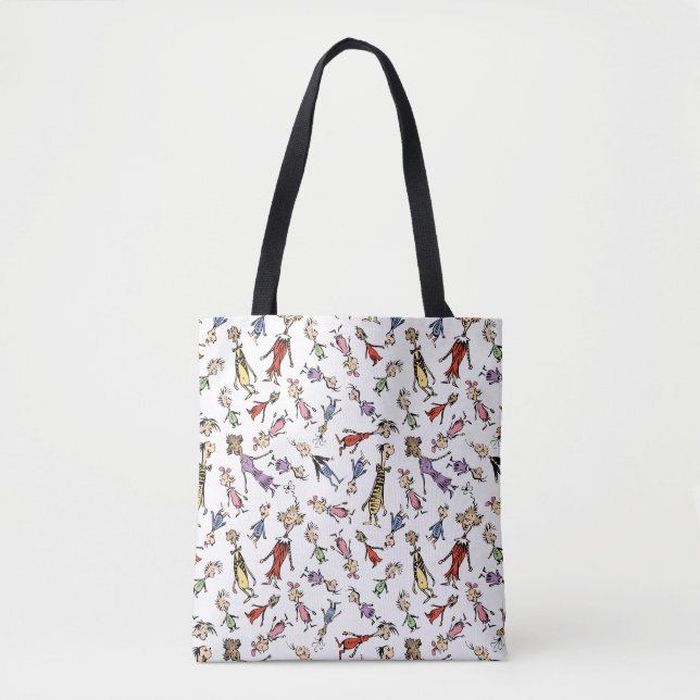 Bolso De Tela Dr. Seuss Whoville Characters Festive Pattern (Anverso)