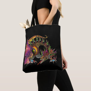 BOLSO DE TELA DRAGO / DRAGÓN DE ORO FANTASÍA EN PURPÓN Y NEGRO