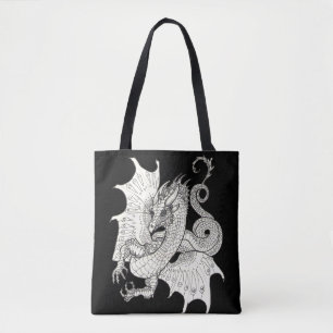 Bolso De Tela Dragon Art Nouveau Estilo Tinta