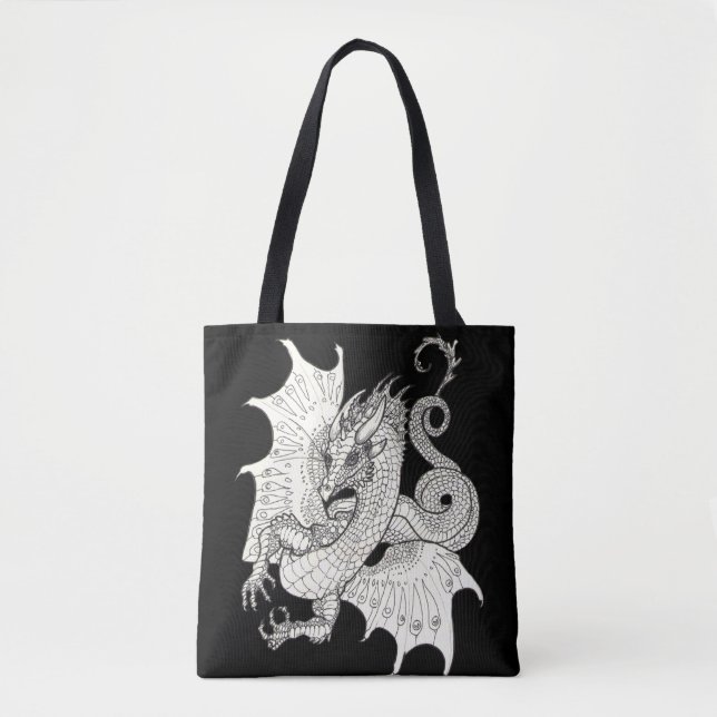 Bolso De Tela Dragon Art Nouveau Estilo Tinta (Anverso)