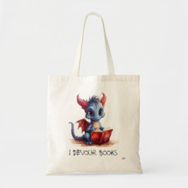 BOLSO DE TELA *~* DRAGÓN AZUL ROJO - LECTURA DE LIBROS DE DEFECT