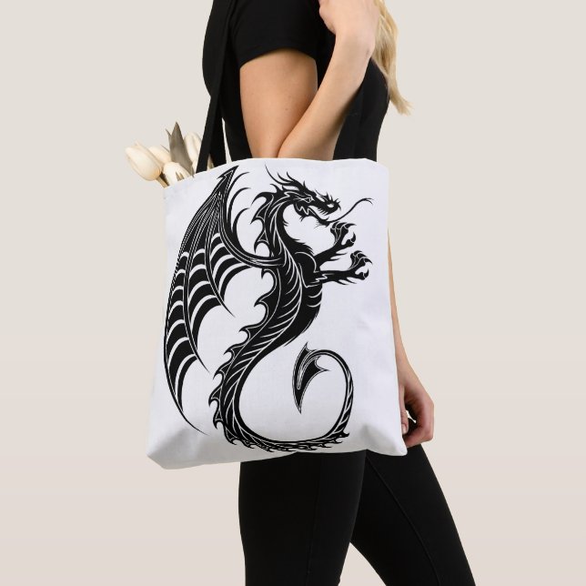Bolso De Tela Dragon Black Shape Tattoo Style (Detalle)