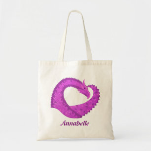 Bolso De Tela Dragón cardíaco púrpura brillante en blanco