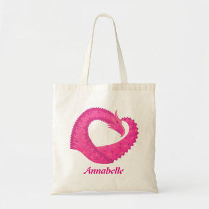 Bolso De Tela Dragón cardiaco rosa caliente en blanco