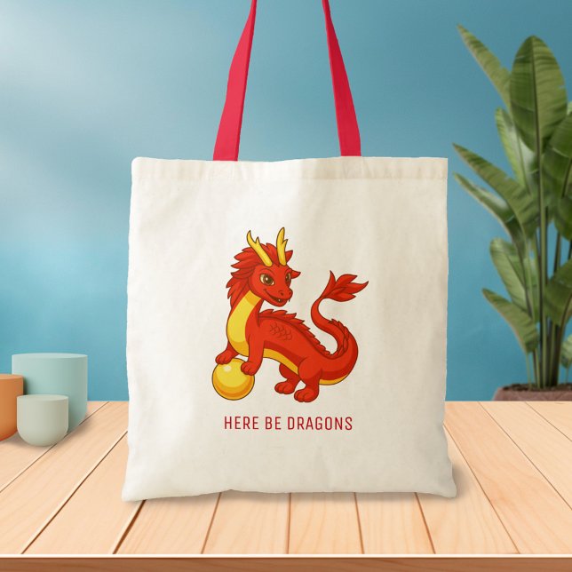 Bolso De Tela Dragón Chino Rojo (Subido por el creador)