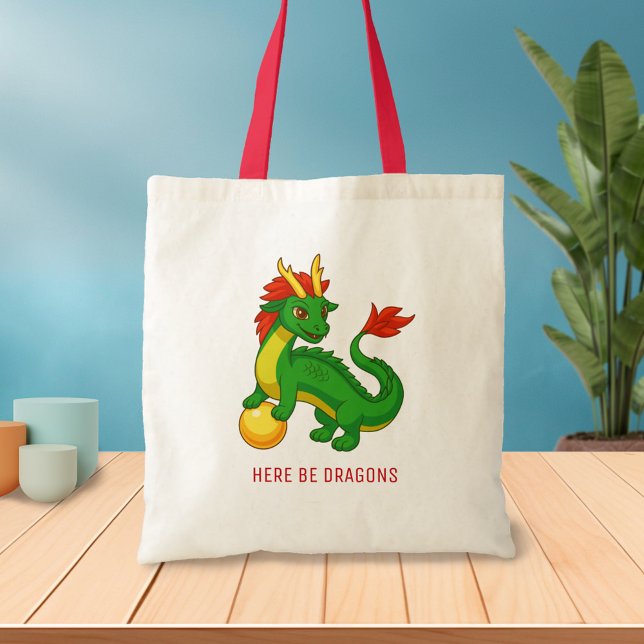 Bolso De Tela Dragón Chino Verde (Subido por el creador)