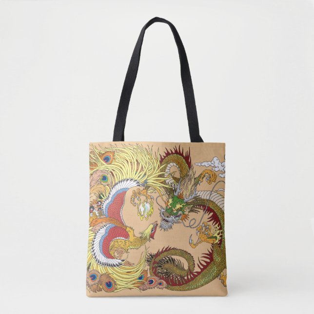 Bolso De Tela dragón chino y fénix (Anverso)