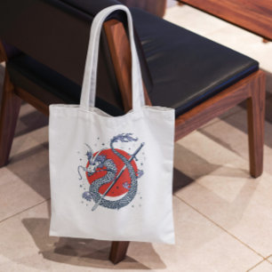Bolso De Tela Dragón Con Espada