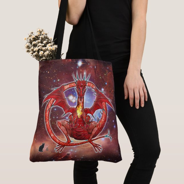 Bolso De Tela Dragón cósmico piropo (Detalle)