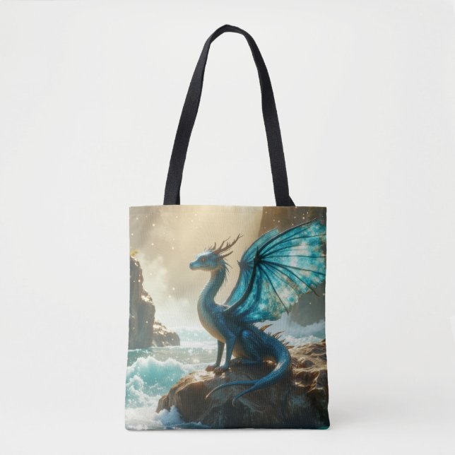 Bolso De Tela dragón de agua azul (Anverso)
