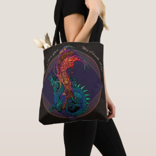 Bolso De Tela Dragón de estilo Art Nouveau con lema latino