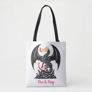 Bolso De Tela Dragón de Fantasía Gráfica Personalizable que Resp