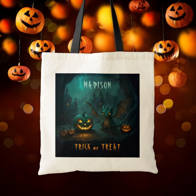 Bolso De Tela Dragón de Halloween con calabazas aterradoras pres (Subido por el creador)