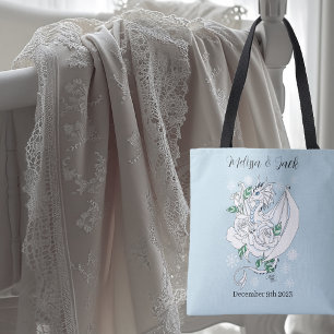 Bolso De Tela Dragón de invierno blanco Snowflakes Blue