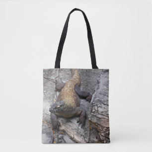 Bolso De Tela Dragón de Komodo sobre rocas iluminadas por el sol