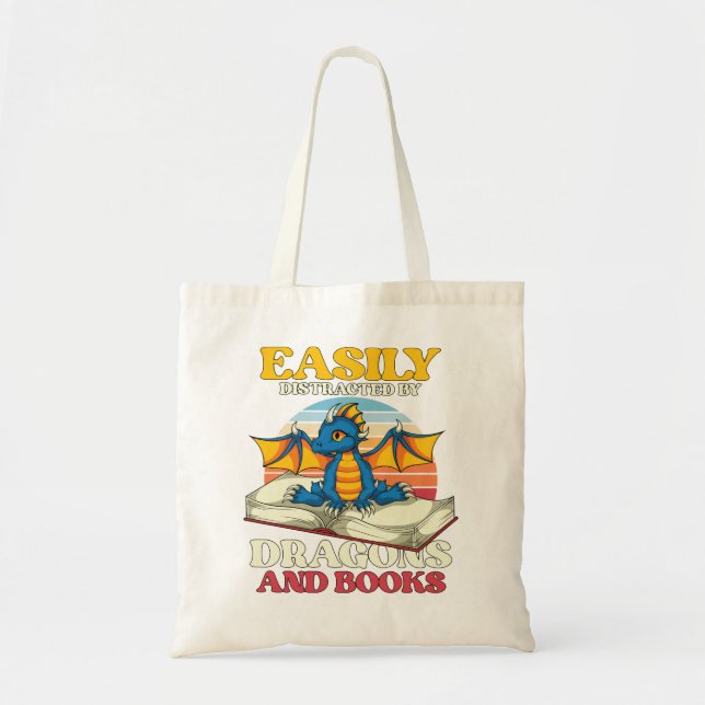 Bolso De Tela Dragón de libros divertidos de librería de lectura (Frente)