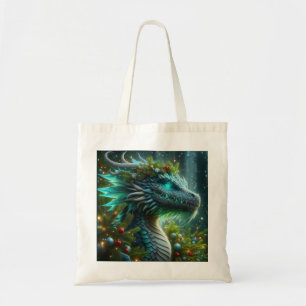 Bolso De Tela Dragón de Navidades turquesa mágico