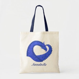 Bolso De Tela Dragón del corazón azul sobre blanco