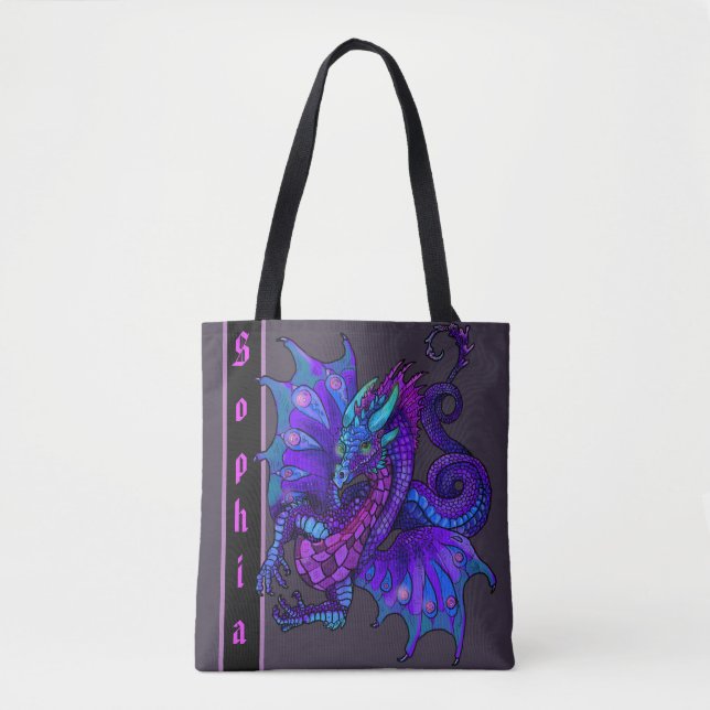 Bolso De Tela Dragón estilo Art Nouveau Purple Dragon (Anverso)
