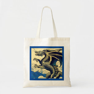 Bolso De Tela Dragón europeo de fantasía - Woodcut 3