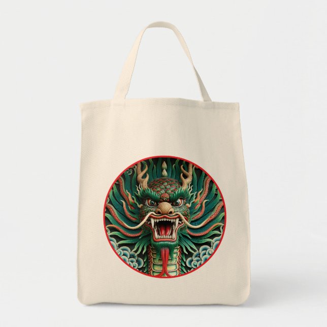 Bolso De Tela Dragón japonés y tradiciones Shinto-Budistas (Frente)