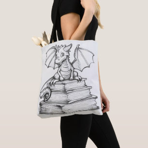 Bolso De Tela Dragón lindo y libros