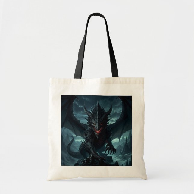 Bolso De Tela Dragón medieval oscuro (Frente)