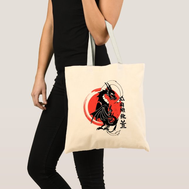Bolso De Tela dragón negro, luna roja (Anverso (producto))