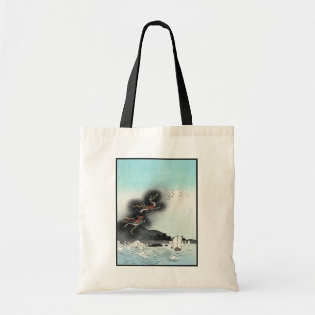 Bolso De Tela Dragón oceánico subiendo al monte Fuji HOKUSAI Uki (Frente)