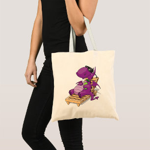 Bolso De Tela Dragón Púrpura Relajándose en Silla de Cubierta