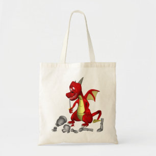 Bolso De Tela Dragón Rojo arrancando a Caballero de los Dientes