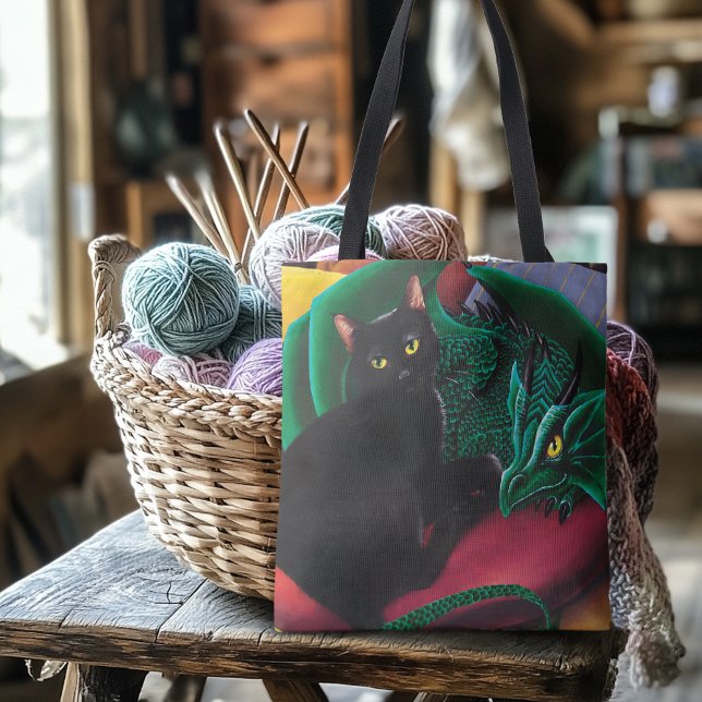Bolso De Tela Dragón verde de gato negro (Subido por el creador)
