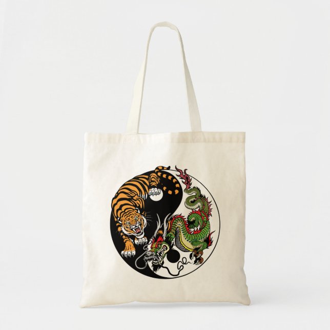 Bolso De Tela dragón y tigre yin yang (Frente)