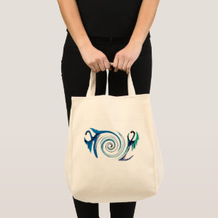 Bolso De Tela Dragones azules revolotean animal mítico